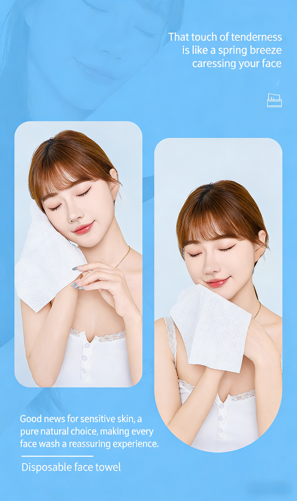 Pure Cotton Facial Cleansing Towels — Soft, Double-Layer, Disposable Face Towels
