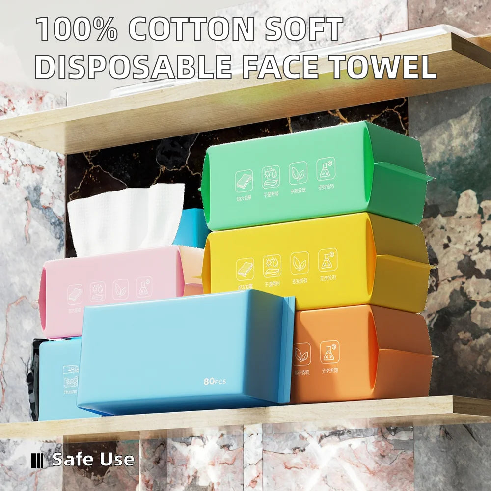 100% Cotton Portable Facial Washcloth Large and Soft Disposable Face Towel for Daily Cleaning Care 2 Ply Layered