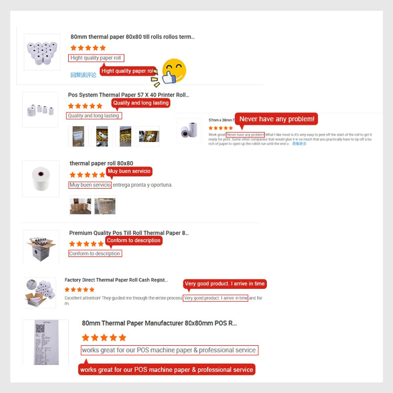 BPA Free Manufacturer Cheap Thermal Printing Paper 2 Inch 3 Inch 80*80 57x40mm Thermal Paper Roll for Cash Register