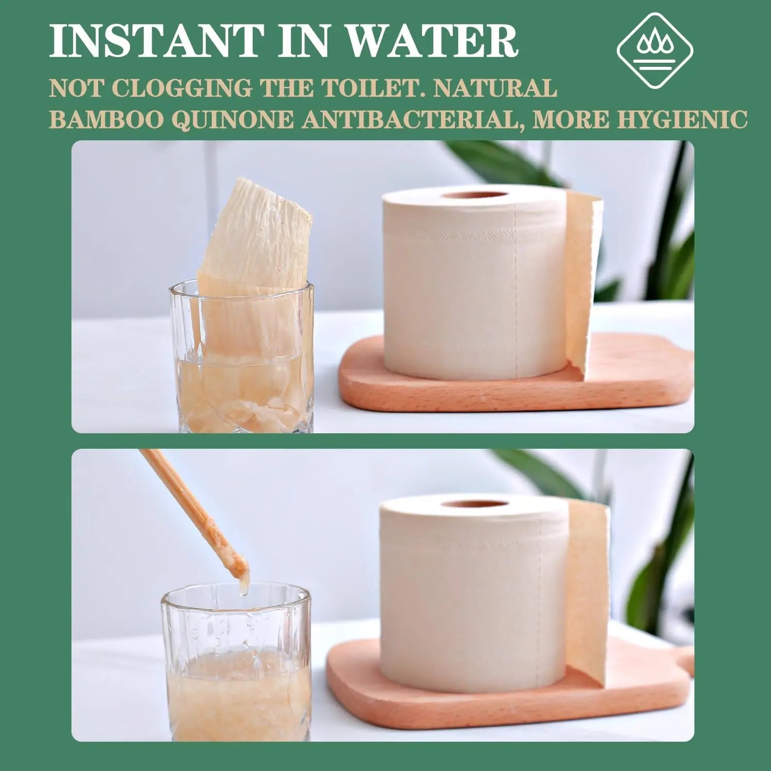 4-Ply Bamboo Toilet Paper Total Unbleached Tree-Free Earth-Friendly Soft Strong Flushable Bamboo for Restaurant Use