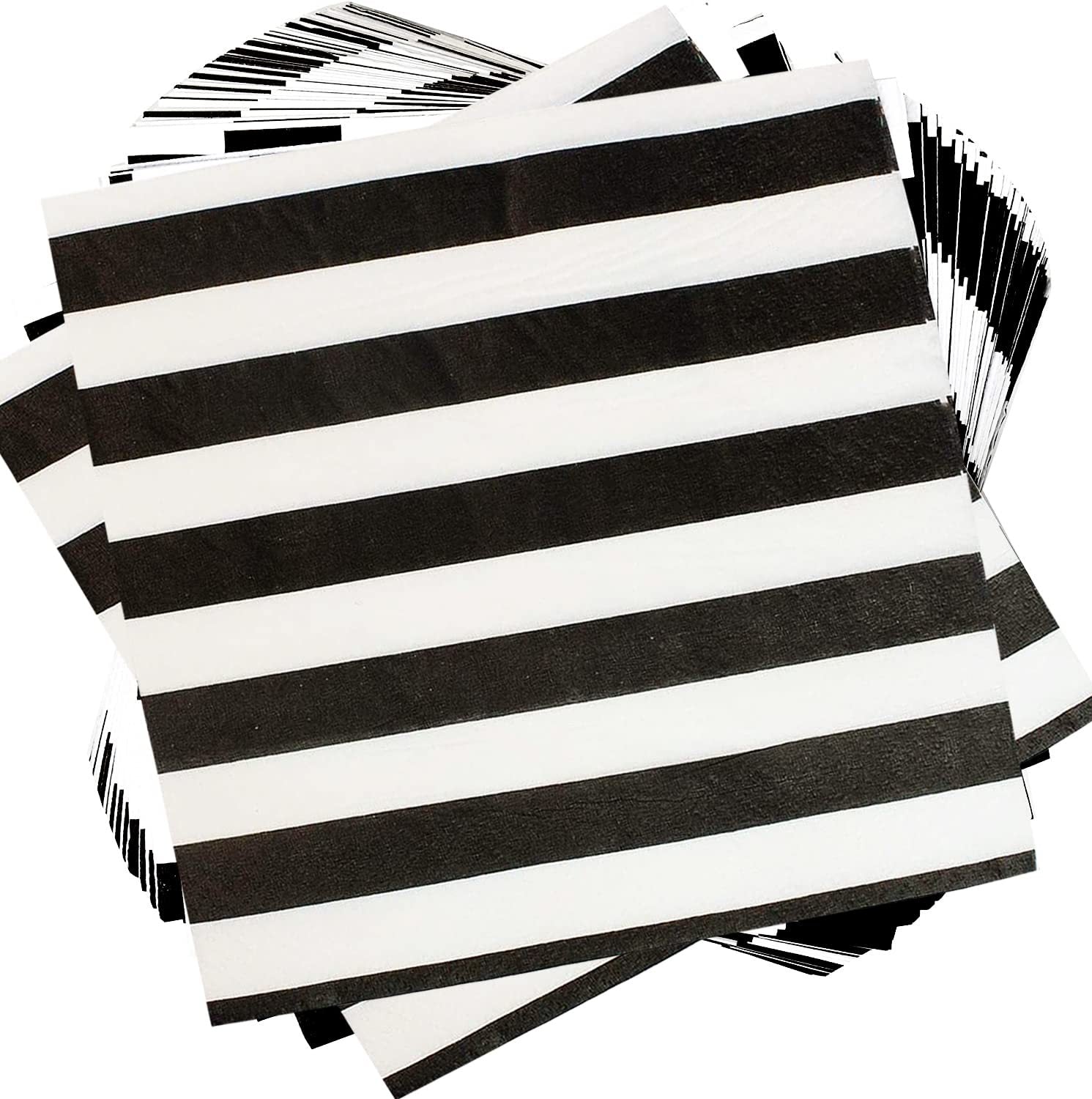 Disposable 3-Ply Blue and White Striped Paper Napkins — Ideal for Drinks, Cocktails, and Weddings